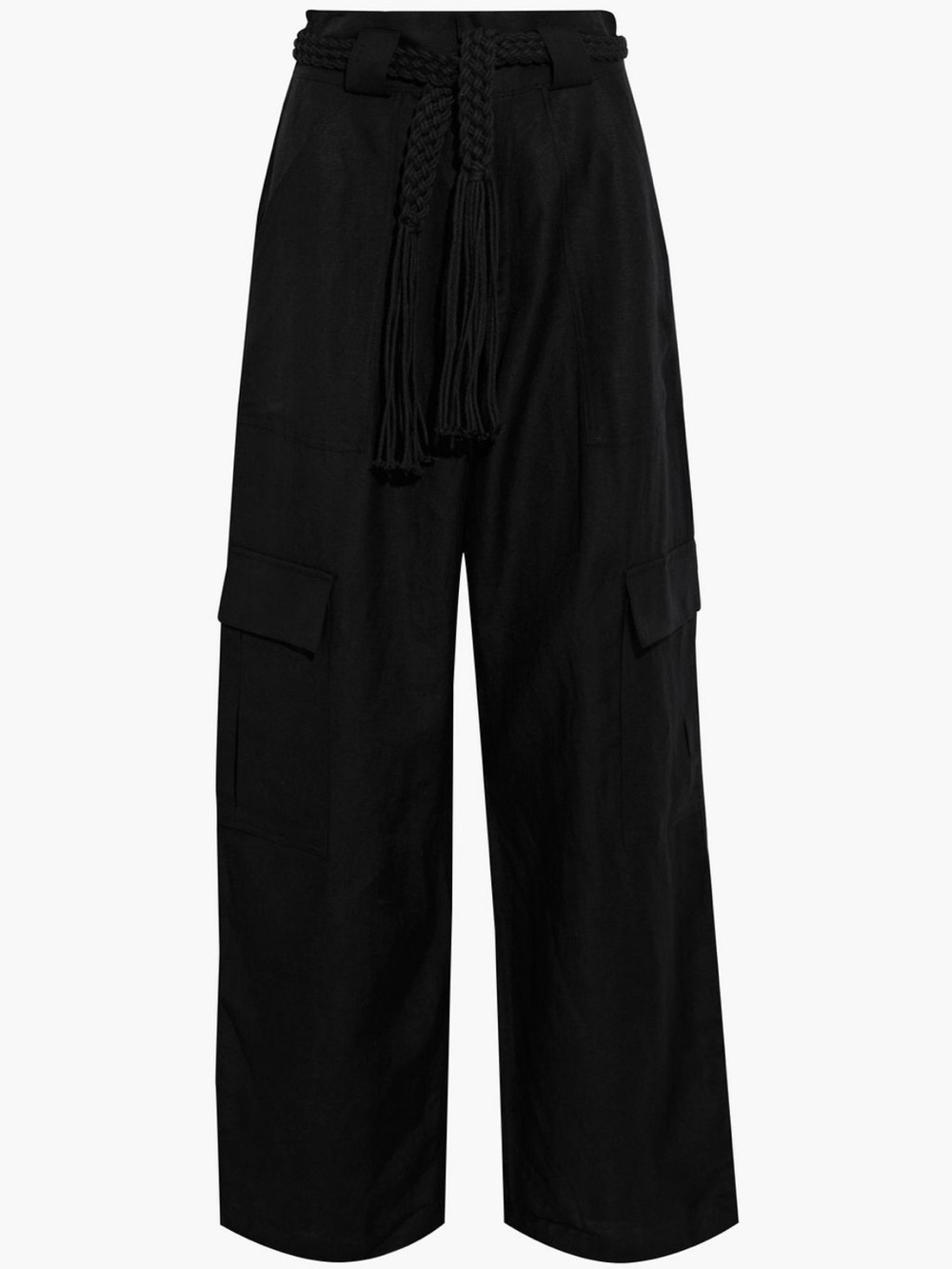 Solid & Striped Belted linen-blend Wide-Leg Cargo Pants
